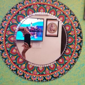 Wall Mirror with Dot Art